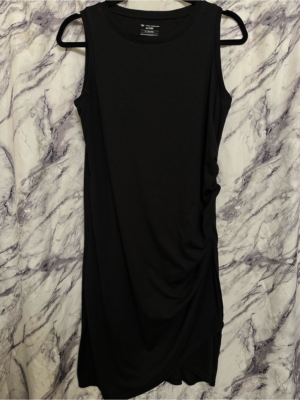 Black Sleeveless Ruched Midi Dress